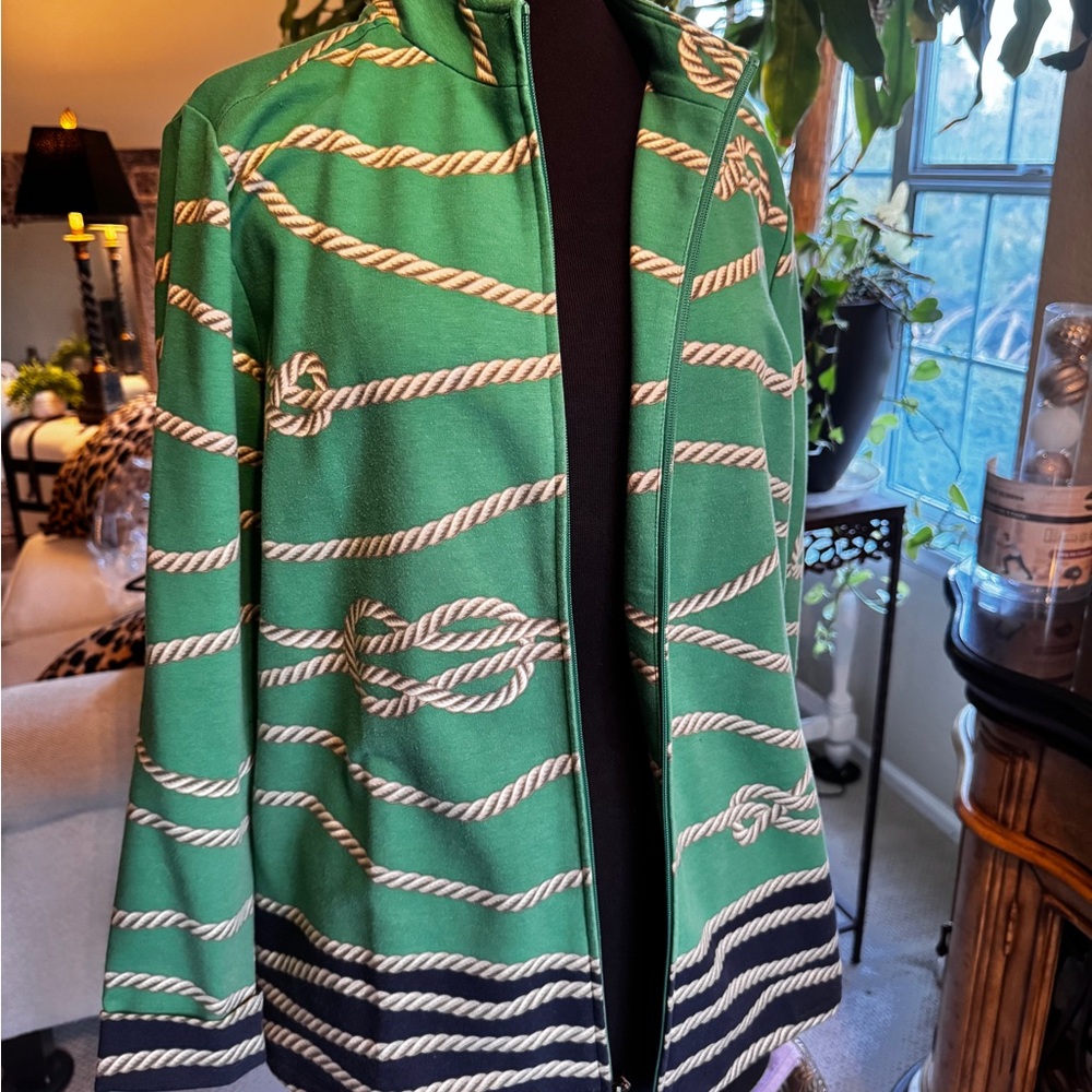 Susan Graver Green Jacket with Nautical Design